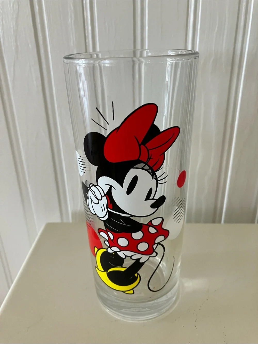 Disney Minnie Mouse Clear Glass Tumblers with Red and Yellow Accents - Set of 3